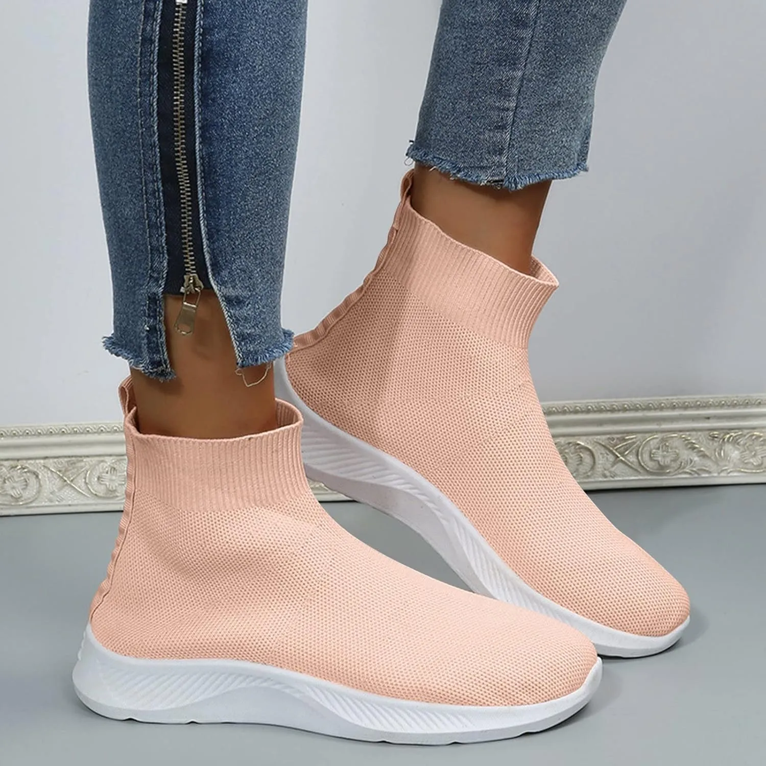 SBGMoSJ Wedge Sneakers for Women Dressy Women's All White Athletic Shoes Womens Slip On Tennis Shoes Size 11 Womens Running Shoes Tenis Ortopedicos para Mujer Dolor En Los Pieslimpiar El Aire