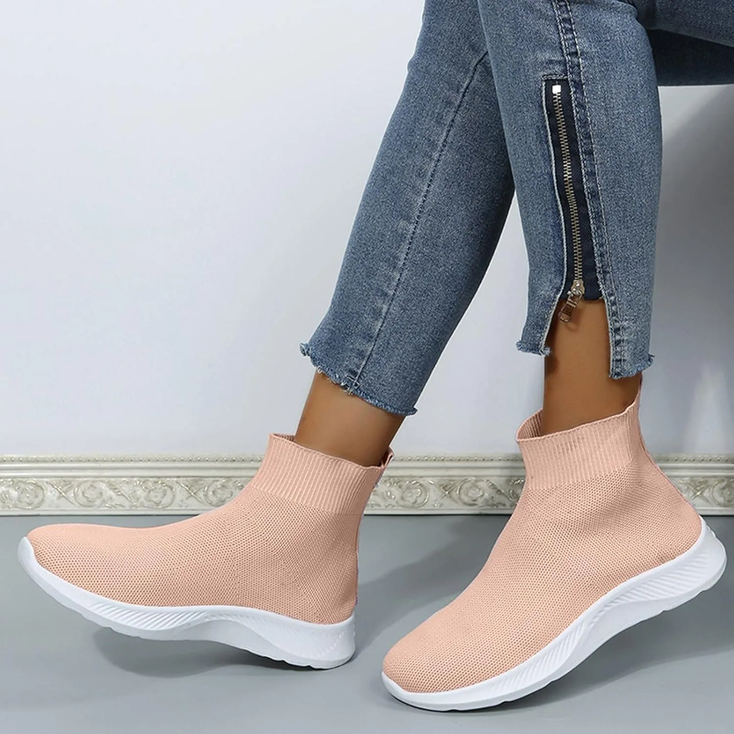 SBGMoSJ Wedge Sneakers for Women Dressy Women's All White Athletic Shoes Womens Slip On Tennis Shoes Size 11 Womens Running Shoes Tenis Ortopedicos para Mujer Dolor En Los Pieslimpiar El Aire