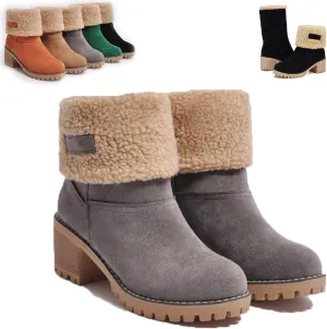 Sheremart Boots, Sheremart Seniors' Chunky Heel Winter Boots, Women's Chunky Heel Round Toe Snow Boots