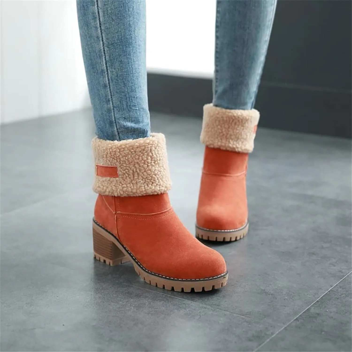 Sheremart Boots, Sheremart Seniors' Chunky Heel Winter Boots, Women's Chunky Heel Round Toe Snow Boots