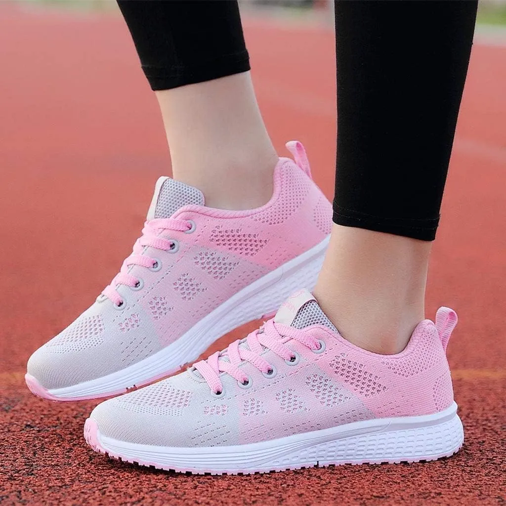 Shoe Casual Lace-Up Shoe Solid Women Student Shoe Mesh Running Women's Support Running Shoes