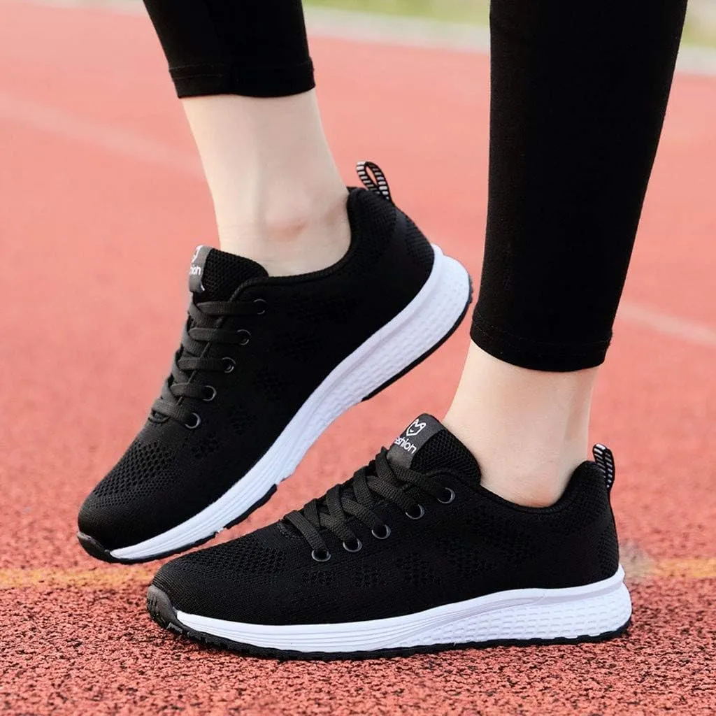 Shoe Casual Lace-Up Shoe Solid Women Student Shoe Mesh Running Women's Support Running Shoes