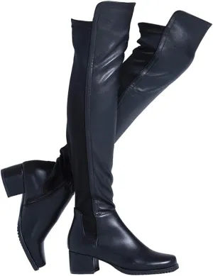 Shoe'N Tale Chunky Block Low Heel for Women Comfortable Over The Knee Thigh High Boots