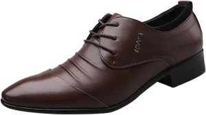 Shoes Suit Shoe Casual Shoes Male Wedding Lace Leather Men Comfortable Business Men's Leather Shoes Fashion Shoes (Brown, 41)