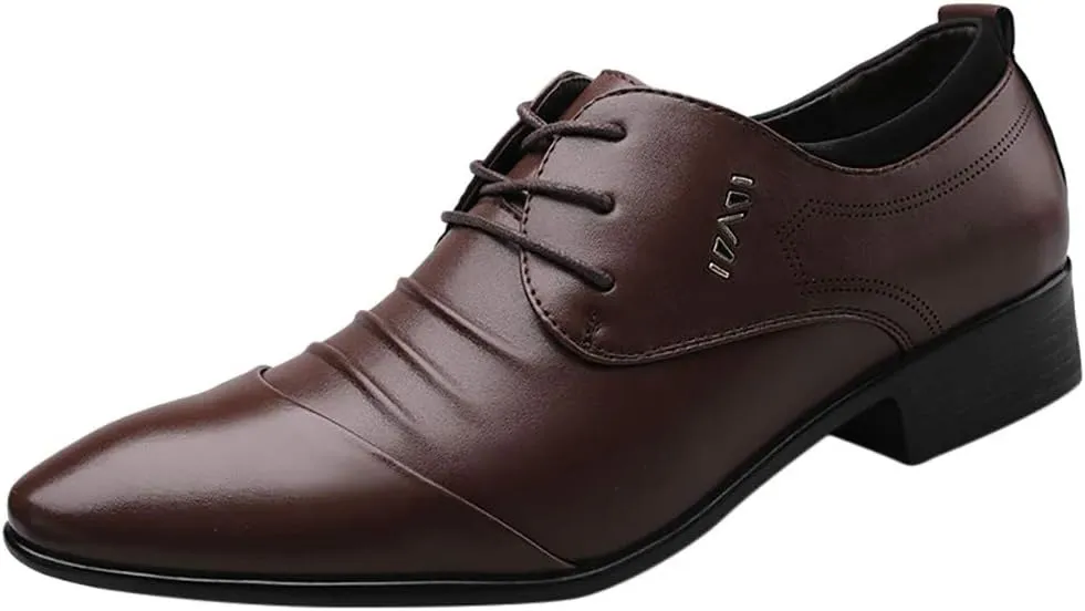 Shoes Suit Shoe Casual Shoes Male Wedding Lace Leather Men Comfortable Business Men's Leather Shoes Fashion Shoes (Brown, 41)