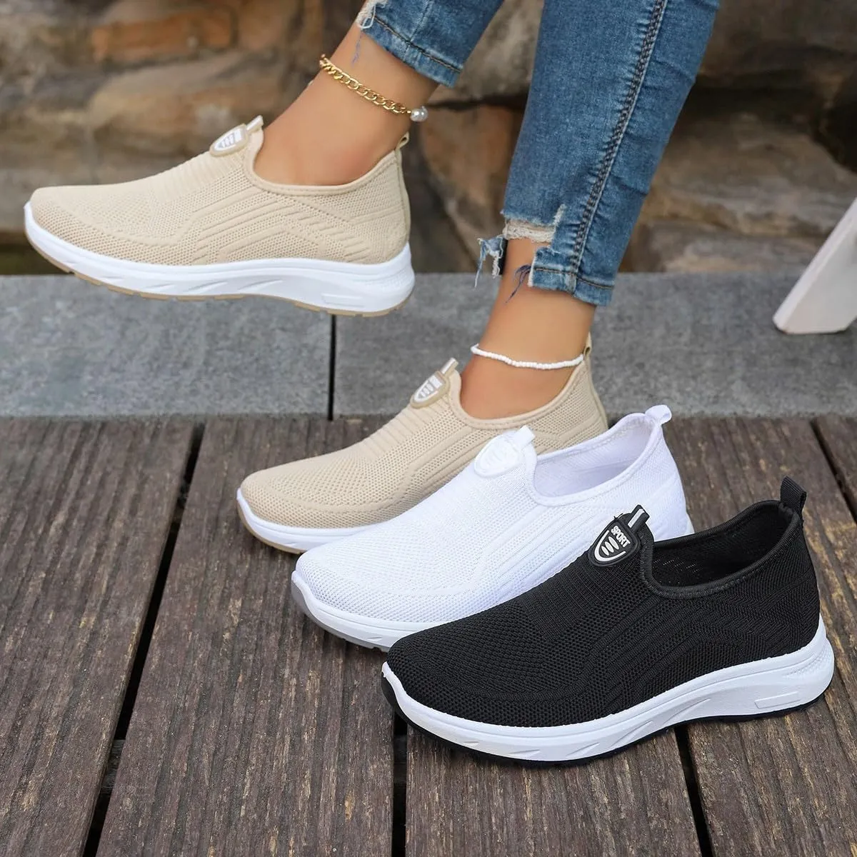 Sneakers for Plantar Fasciitis for Women Breathable Knitted Comfort Orthopedic Casual Shoes Summer Walking Sneakers