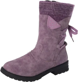Snow Boots for Women Platform Boots for Women Chunky Heel Retro Style Lace-Up Chunky Heel Mid-Calf Boots Snow Boots