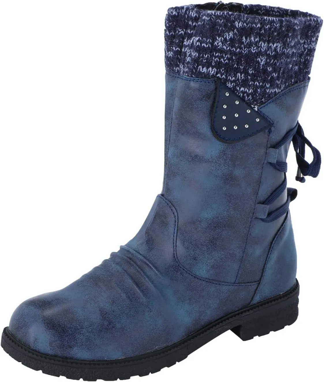 Snow Boots for Women Platform Boots for Women Chunky Heel Retro Style Lace-Up Chunky Heel Mid-Calf Boots Snow Boots