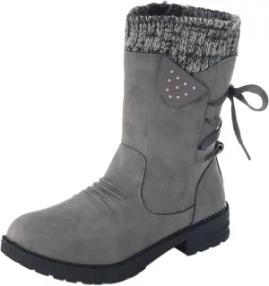 Snow Boots for Women Platform Boots for Women Chunky Heel Retro Style Lace-Up Chunky Heel Mid-Calf Boots Snow Boots
