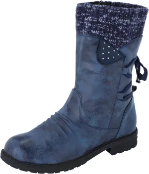 Snow Boots for Women Platform Boots for Women Chunky Heel Retro Style Lace-Up Chunky Heel Mid-Calf Boots Snow Boots