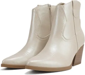Soda ABEAM ~ Women Pointed Toe Medium Heel Ankle Shaft Western Boot Bootie with Side Zipper