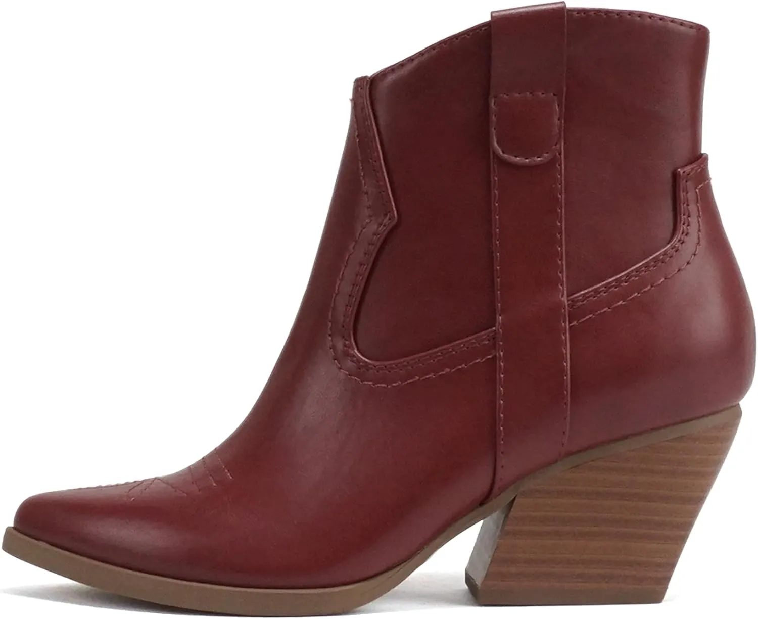 Soda ABEAM ~ Women Pointed Toe Medium Heel Ankle Shaft Western Boot Bootie with Side Zipper