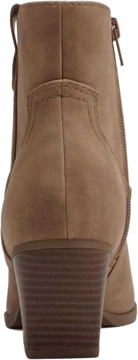 Soda ABEAM ~ Women Pointed Toe Medium Heel Ankle Shaft Western Boot Bootie with Side Zipper