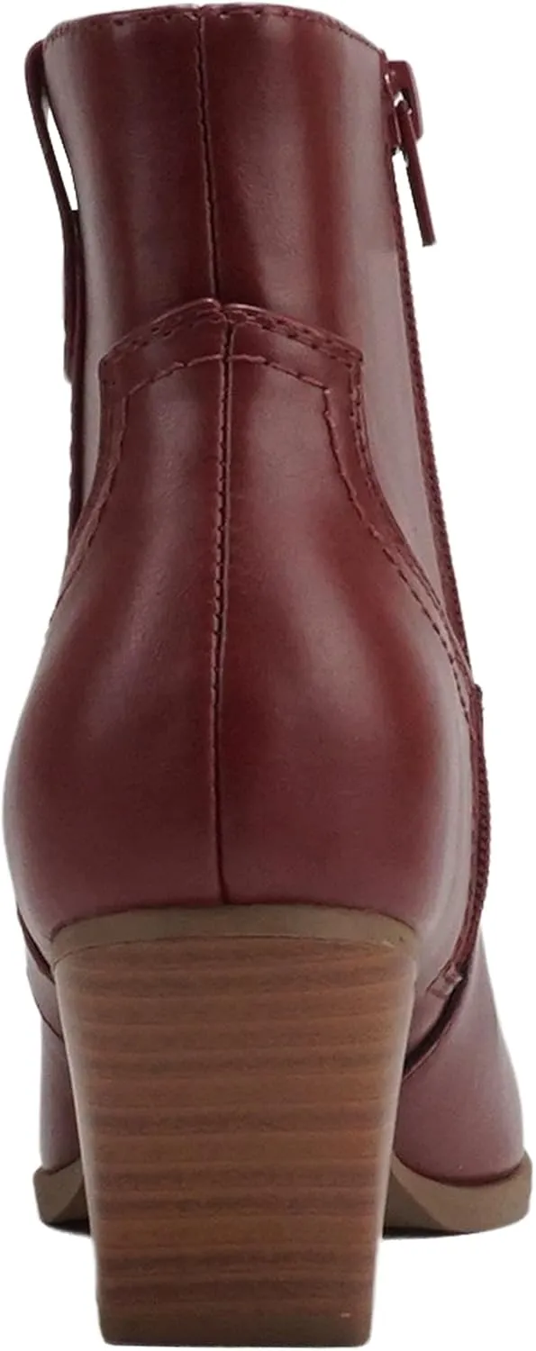 Soda ABEAM ~ Women Pointed Toe Medium Heel Ankle Shaft Western Boot Bootie with Side Zipper