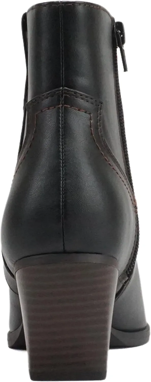 Soda ABEAM ~ Women Pointed Toe Medium Heel Ankle Shaft Western Boot Bootie with Side Zipper