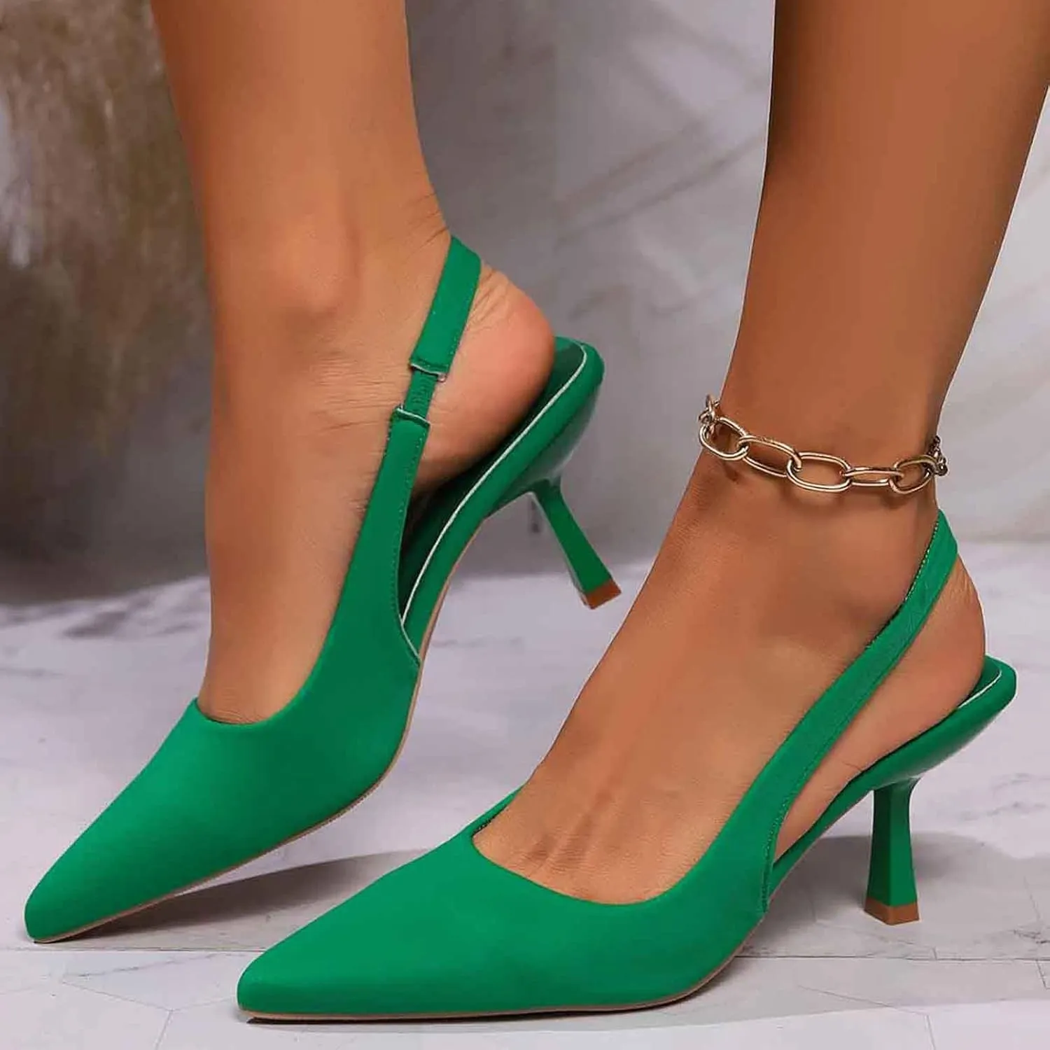 Square Toe Heel Slip-on Ankle Strap Sandals Party Clear Classic Shoes 1.2 Inches Heels Tan Sandals for Women Elastic