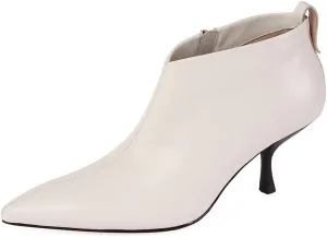 TinaCus Women's Handmade Genuine Leather Poiinted Toe Side Zip Mid Stiletto Heel Fashion Ankle Boots