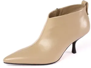 TinaCus Women's Handmade Genuine Leather Poiinted Toe Side Zip Mid Stiletto Heel Fashion Ankle Boots