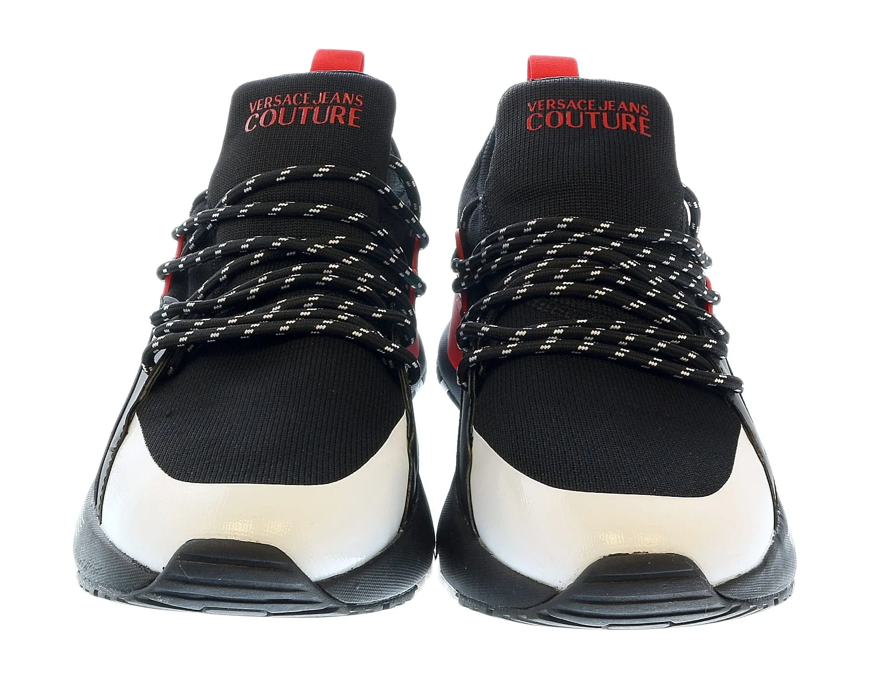 Versace Jeans Couture Red Black Lace Up Fashion Athletic Sneakers-