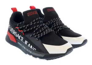 Versace Jeans Couture Red Black Lace Up Fashion Athletic Sneakers-