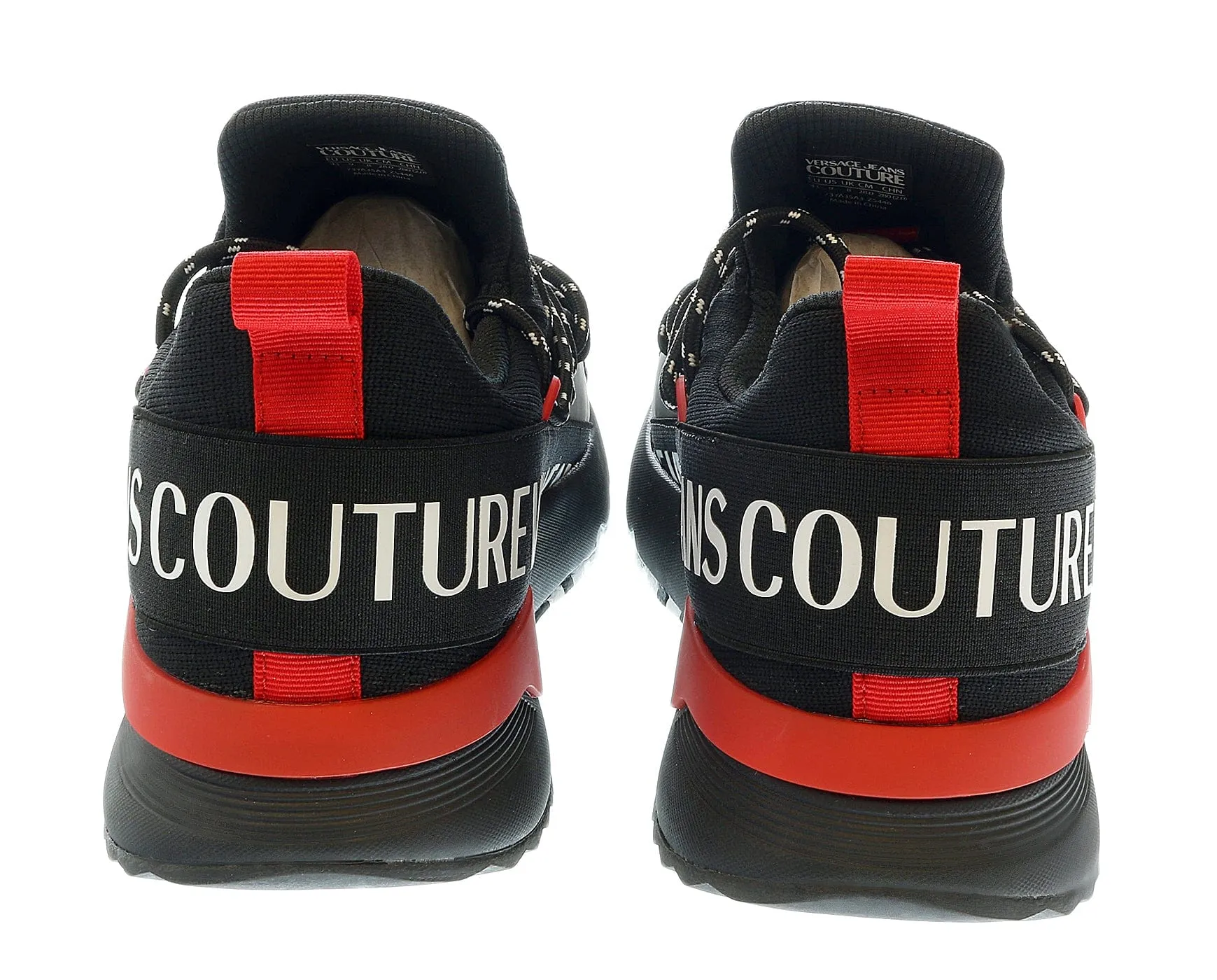 Versace Jeans Couture Red Black Lace Up Fashion Athletic Sneakers-