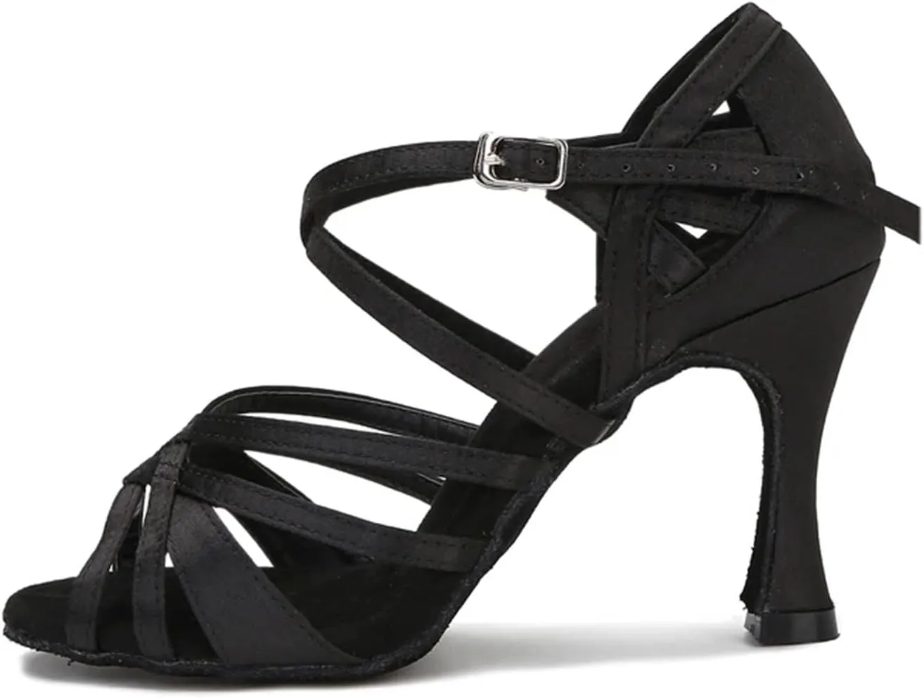 Wear-Resistant Salsa Sandals - Silk Satin Heels for Ballroom Training (9CM/3.54")