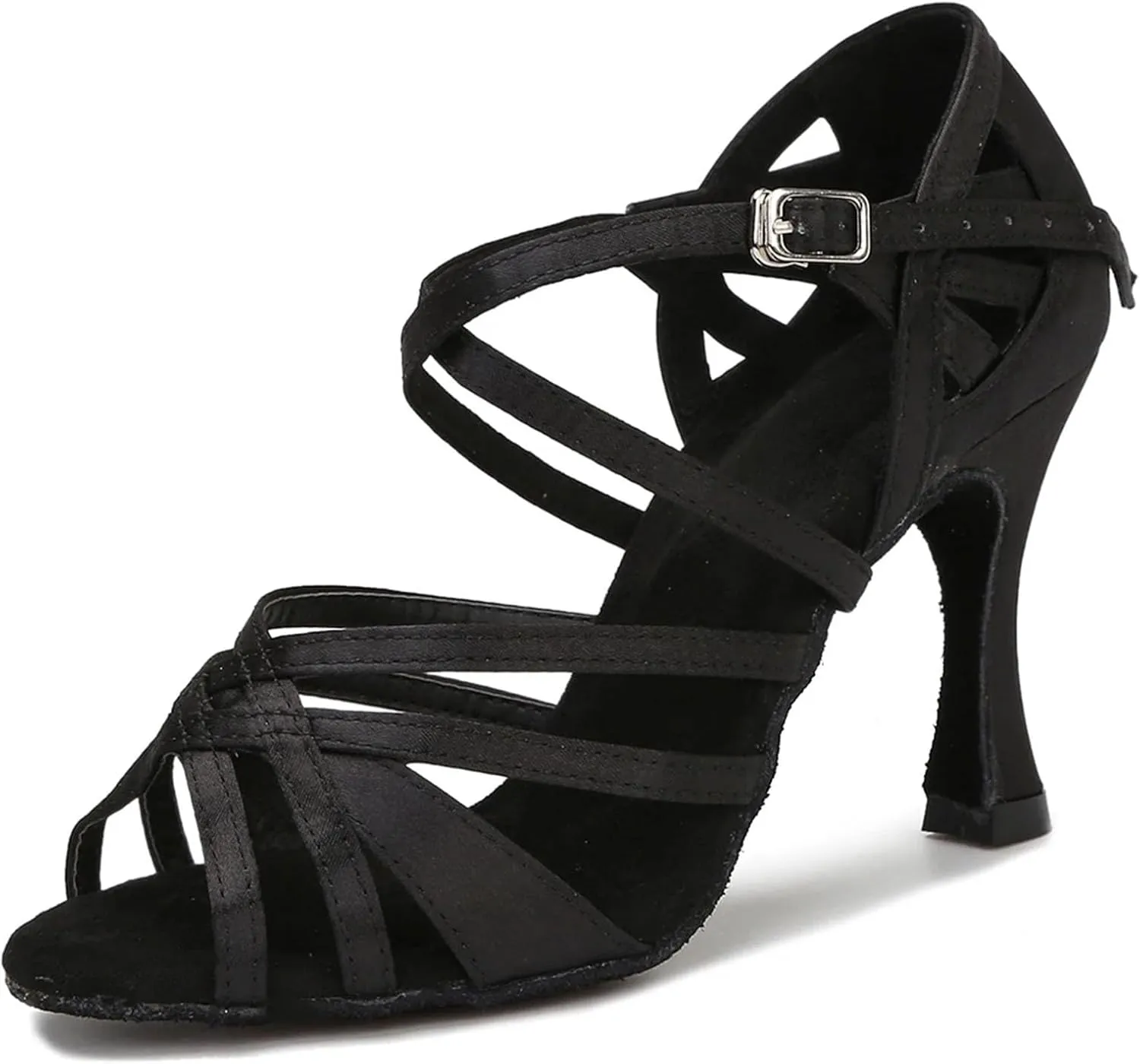 Wear-Resistant Salsa Sandals - Silk Satin Heels for Ballroom Training (9CM/3.54")