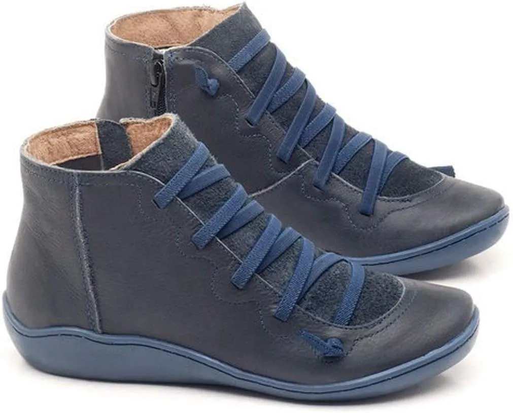 Wide Width Boots for Women Comfy Orthopedic Arch Support Walking Work Outdoor Hiking Ankle Boots Lightweight Lace Up Casual Sneaker