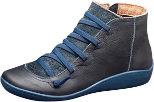 Wide Width Boots for Women Comfy Orthopedic Arch Support Walking Work Outdoor Hiking Ankle Boots Lightweight Lace Up Casual Sneaker