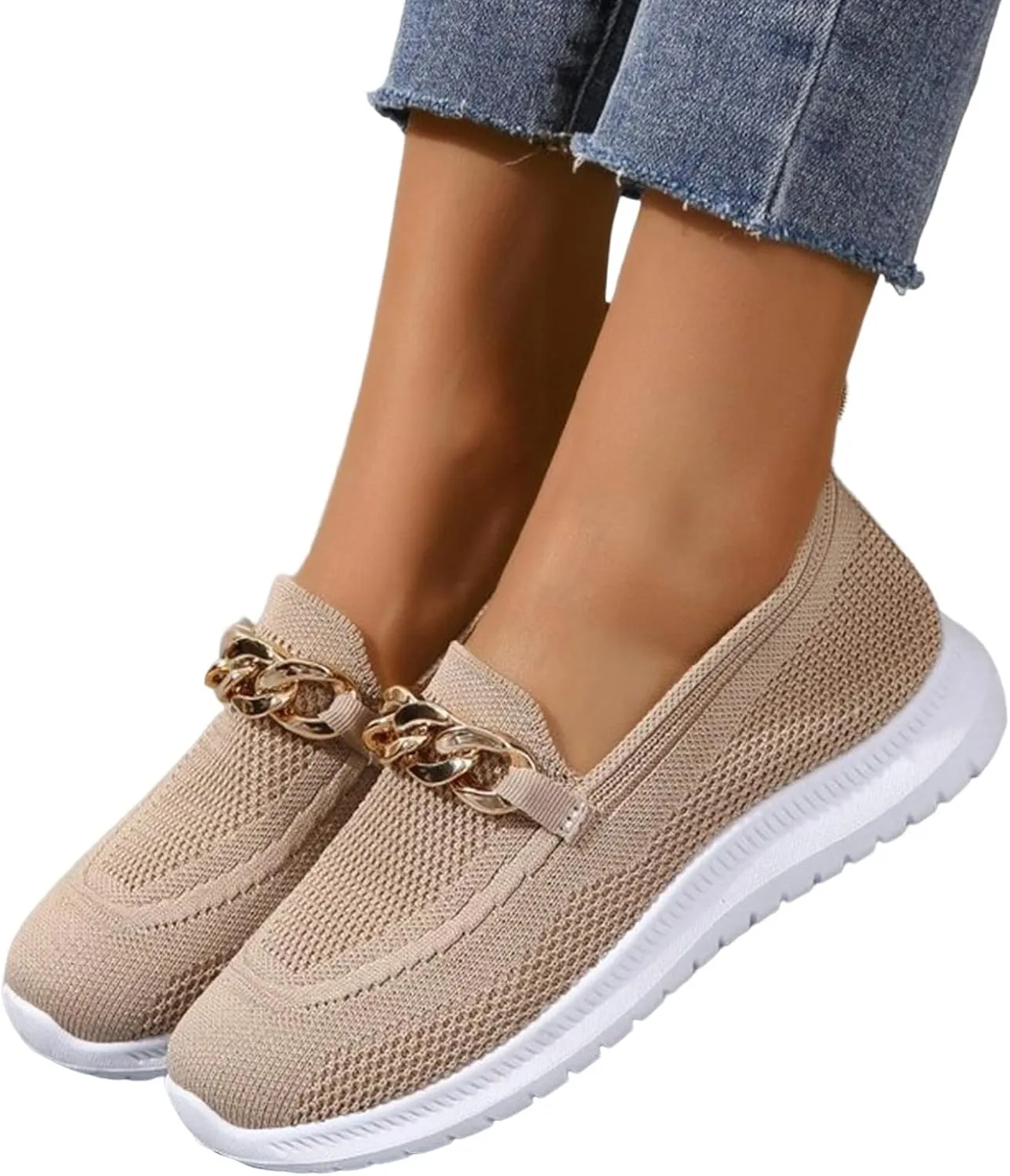 Wide Width Shoes for Women Fashion Memory Foam Work Sneakers Ladies Casual Comfort Wear Slip on Lightweight Sneakers