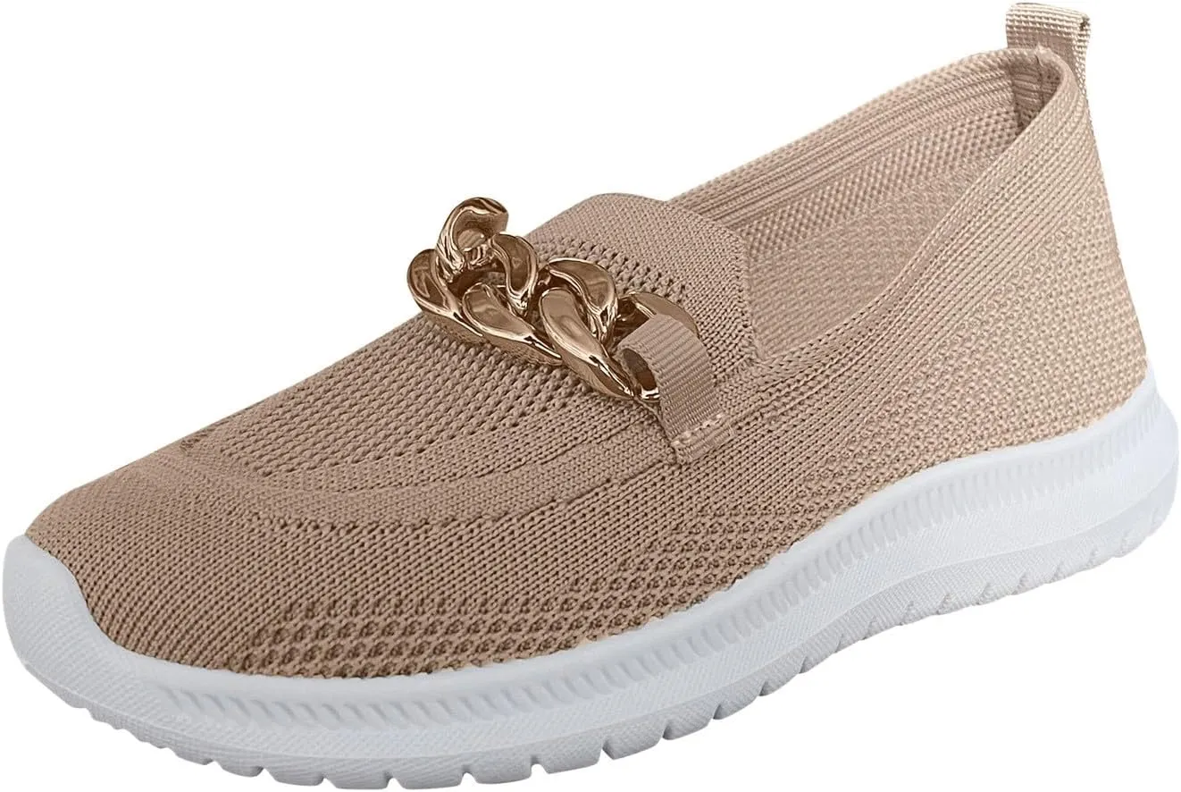 Wide Width Shoes for Women Fashion Memory Foam Work Sneakers Ladies Casual Comfort Wear Slip on Lightweight Sneakers