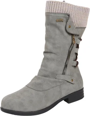Winter Boots For Women Fashion 2022 Lace-up Combat Boots Mid-calf Military Booties Side Zipper Low Heel Platform Shoes