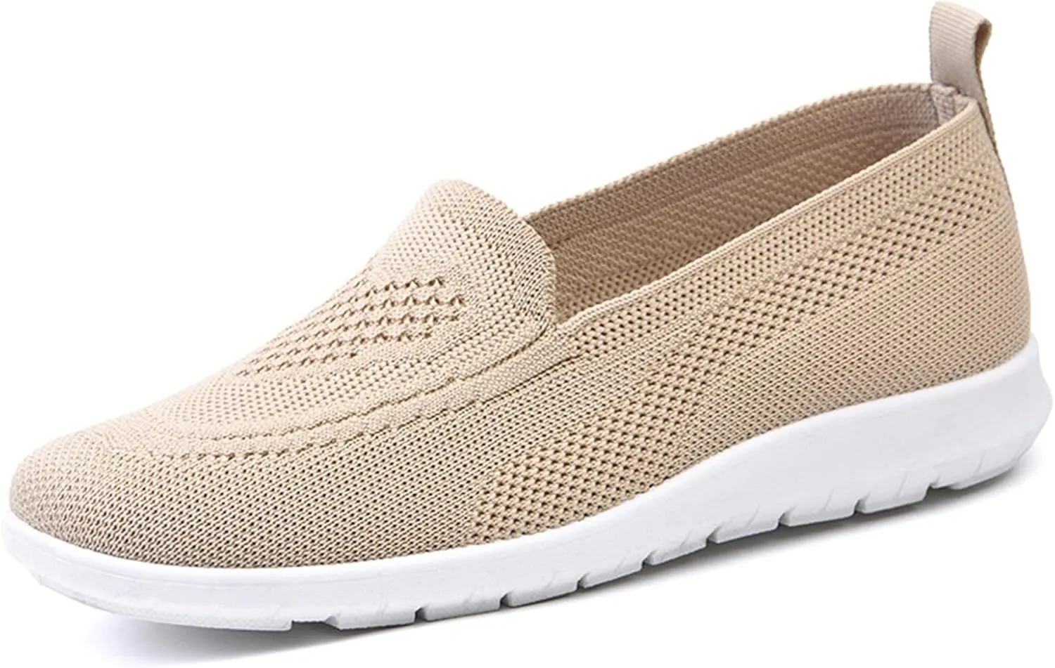 Women Knitted Mesh Slip-on Walking Shoes,Lightweight Arch Support Sneakers Flat Loafers Nurse Shoes