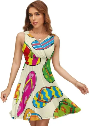 Women Milk Silk Sleeveless Tank Dress, Summer Sundresses Skirt(S-2XL)