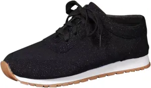 Women Walking Sneaker Tennis Lightweight Gym Workout Breathable Trainer Comfortable Non Slip Solid Color Shoes (Black, 8)