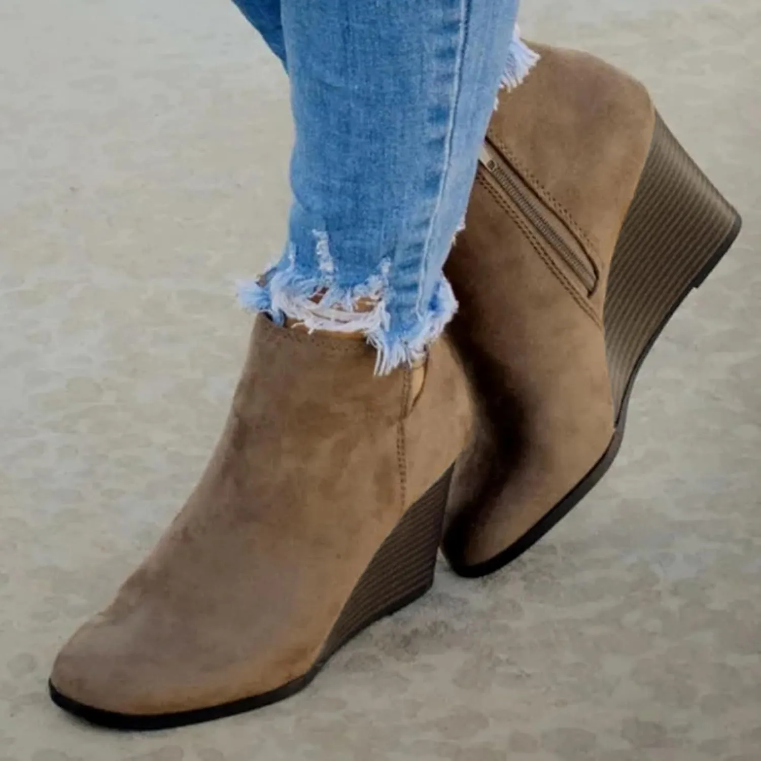 Womens Ankle Boots,Ankle Boots for Women Platform Wedge Heel Pointed Toe Side Zipper Boots Casual Dressy Shoes