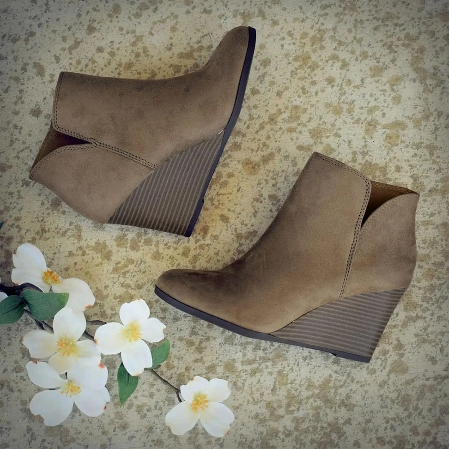 Womens Ankle Boots,Ankle Boots for Women Platform Wedge Heel Pointed Toe Side Zipper Boots Casual Dressy Shoes
