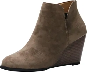 Womens Ankle Boots,Ankle Boots for Women Platform Wedge Heel Pointed Toe Side Zipper Boots Casual Dressy Shoes