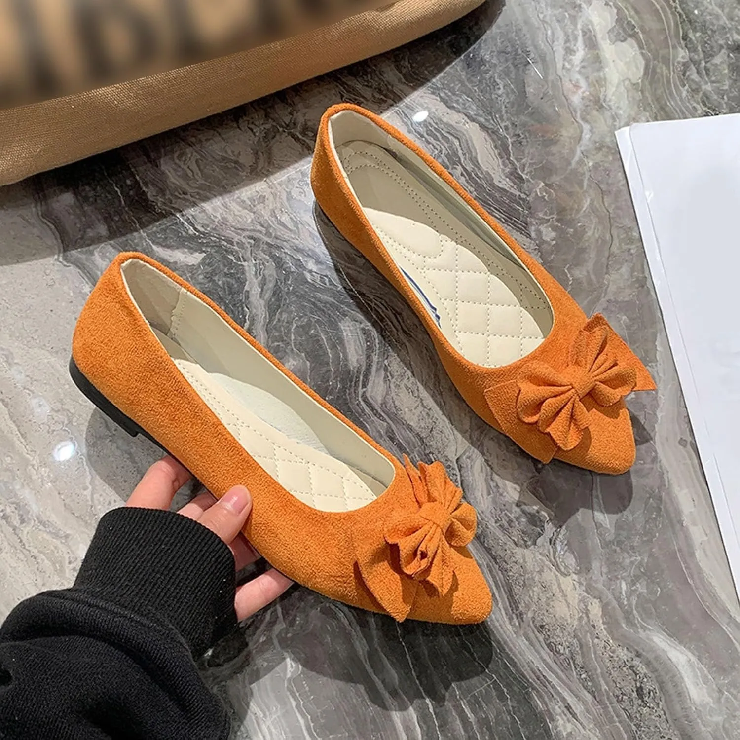 Women's Casual Slip On Ballet Comfortable Low Heel Dress Shoes for Everyday Wear with Versatile Outfit Pairing