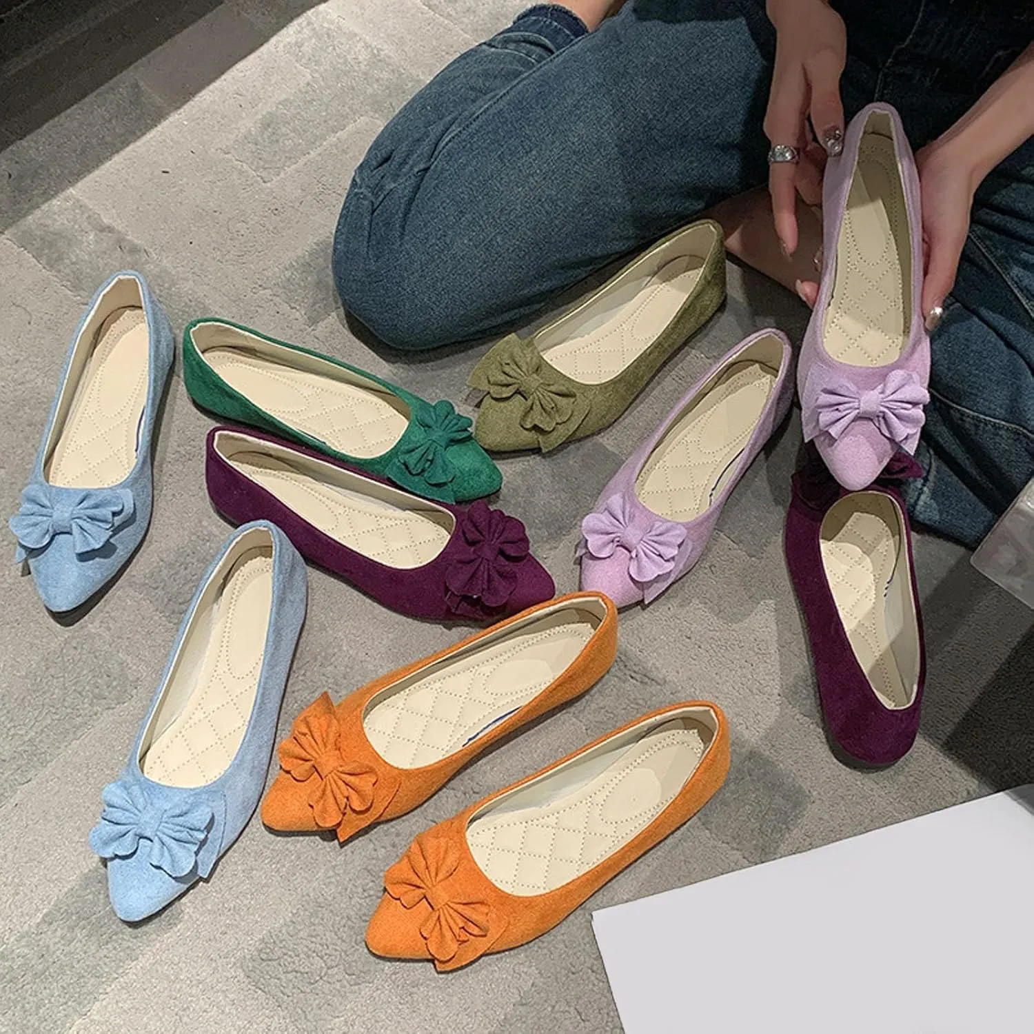 Women's Casual Slip On Ballet Comfortable Low Heel Dress Shoes for Everyday Wear with Versatile Outfit Pairing