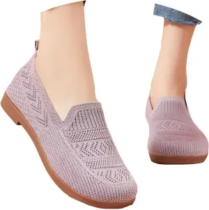 Women's Casual Slip On Shoes Breathable Mesh Round Toe Flat Comfortable Walking Shoes for Daily Wear Spring