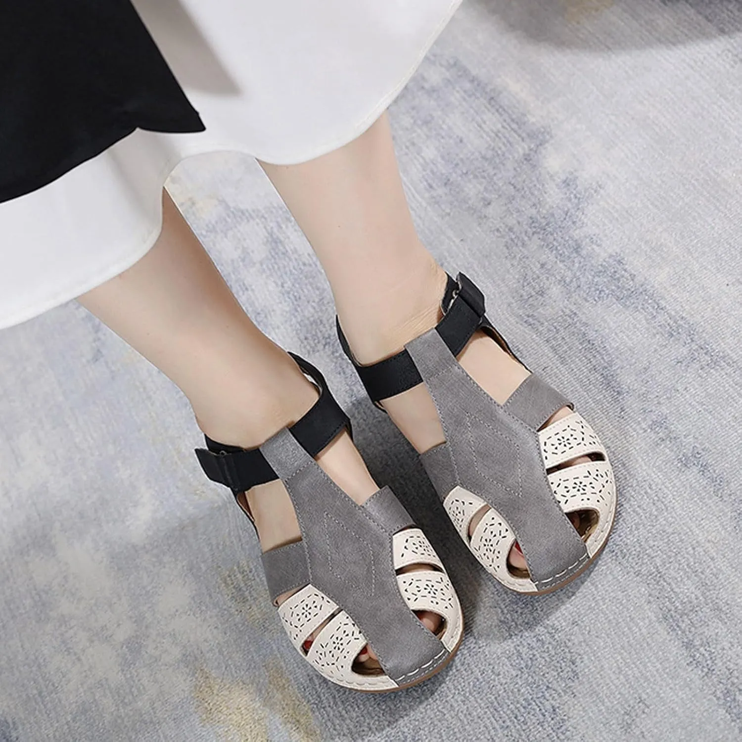 Women's Causal Closed Toe Wedges Sandals Summer Comfortable Ankle Strap Beach Dressy Sandal Water Ladies Slides