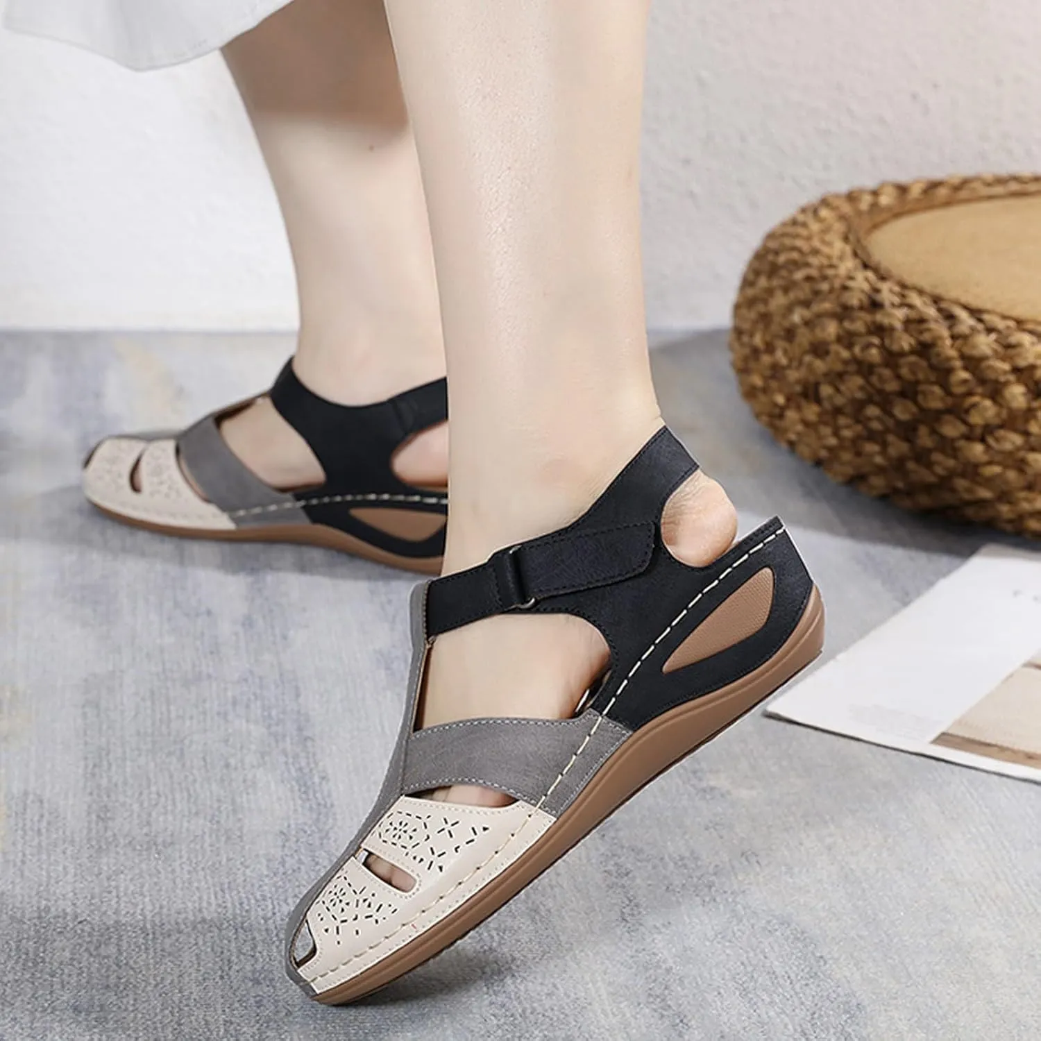 Women's Causal Closed Toe Wedges Sandals Summer Comfortable Ankle Strap Beach Dressy Sandal Water Ladies Slides