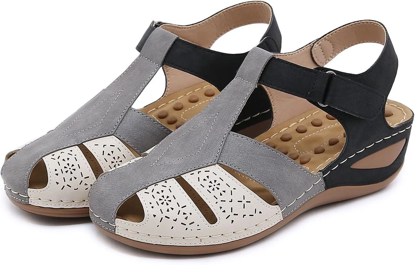 Women's Causal Closed Toe Wedges Sandals Summer Comfortable Ankle Strap Beach Dressy Sandal Water Ladies Slides
