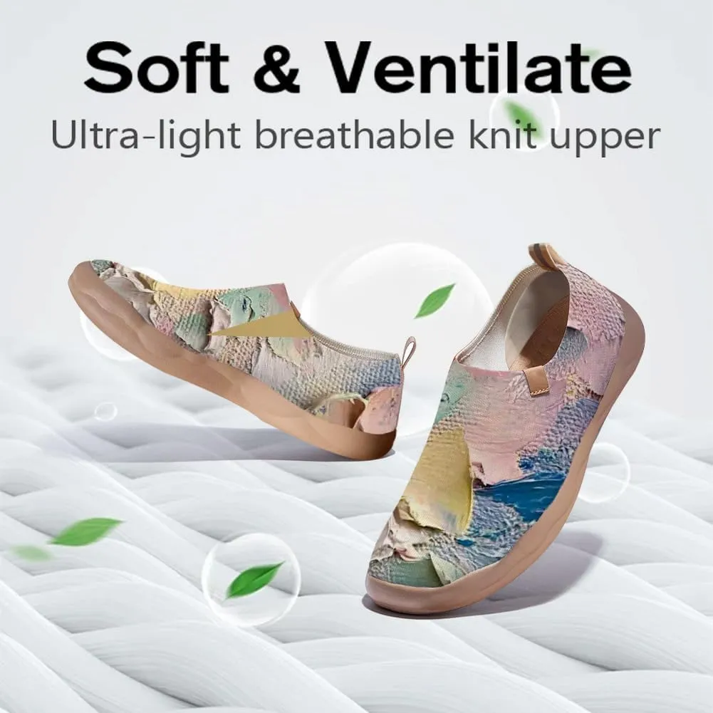 Women's Collage Art Sneakers Painted Knitted Slip-On Women's Travel Shoes