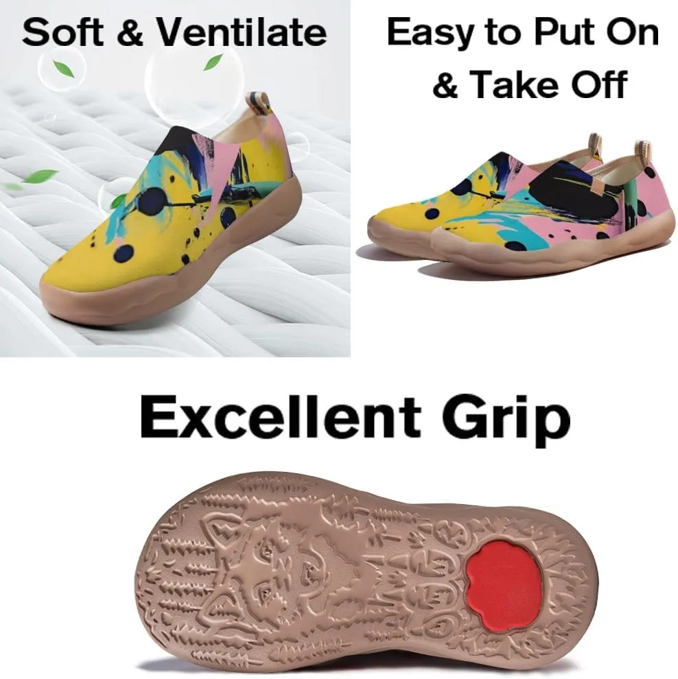 Women's Collage Art Sneakers Painted Knitted Slip-On Women's Travel Shoes