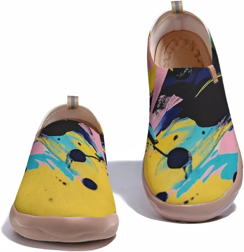Women's Collage Art Sneakers Painted Knitted Slip-On Women's Travel Shoes