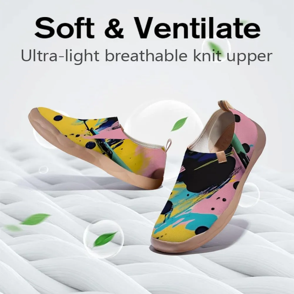 Women's Collage Art Sneakers Painted Knitted Slip-On Women's Travel Shoes