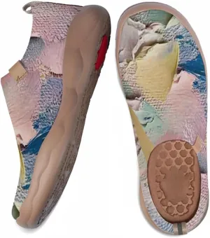 Women's Collage Art Sneakers Painted Knitted Slip-On Women's Travel Shoes