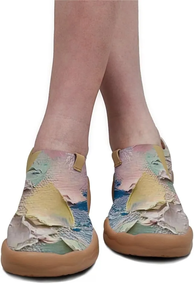 Women's Collage Art Sneakers Painted Knitted Slip-On Women's Travel Shoes